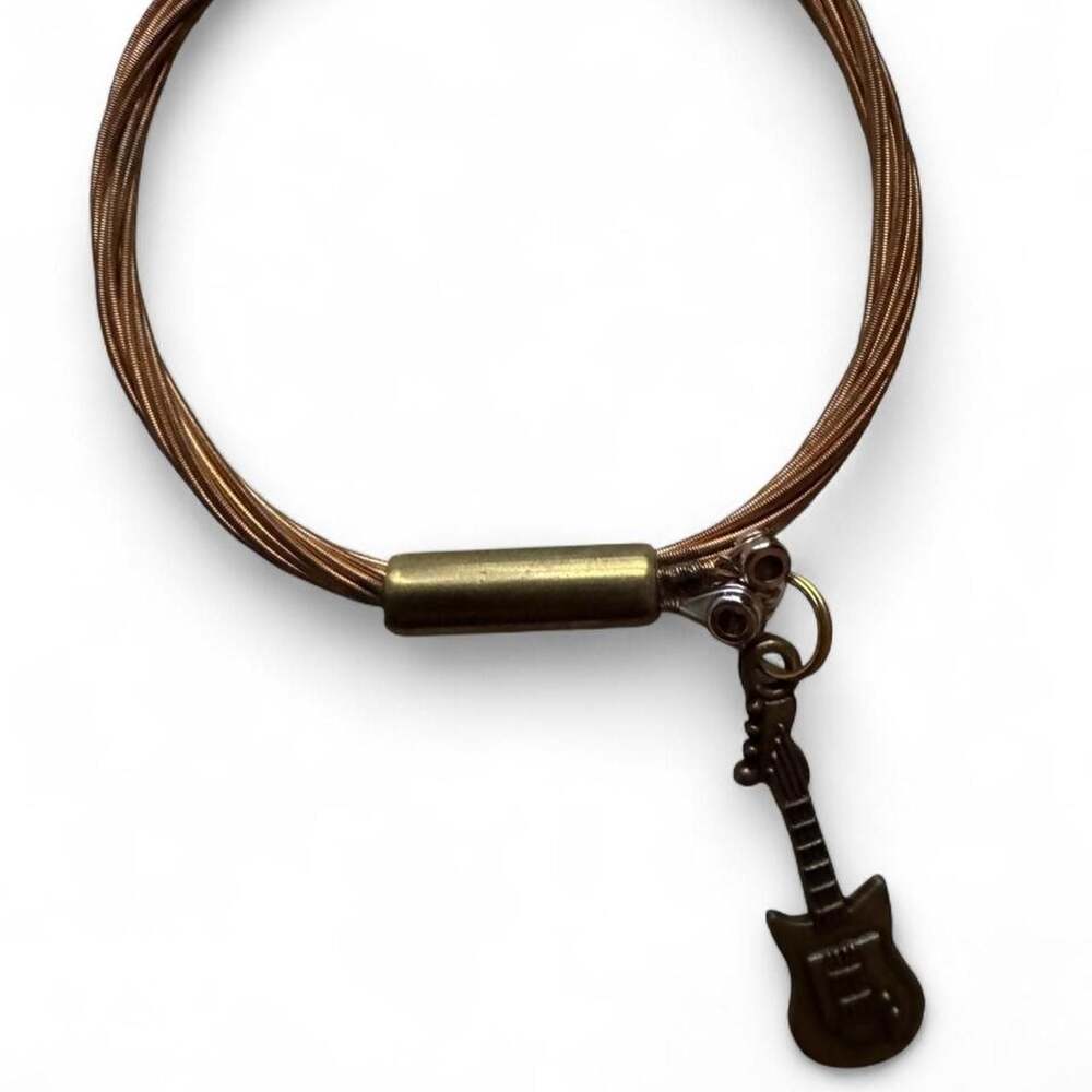Artisan Handmade Guitar String Bracelet with Electric Guitar Charm